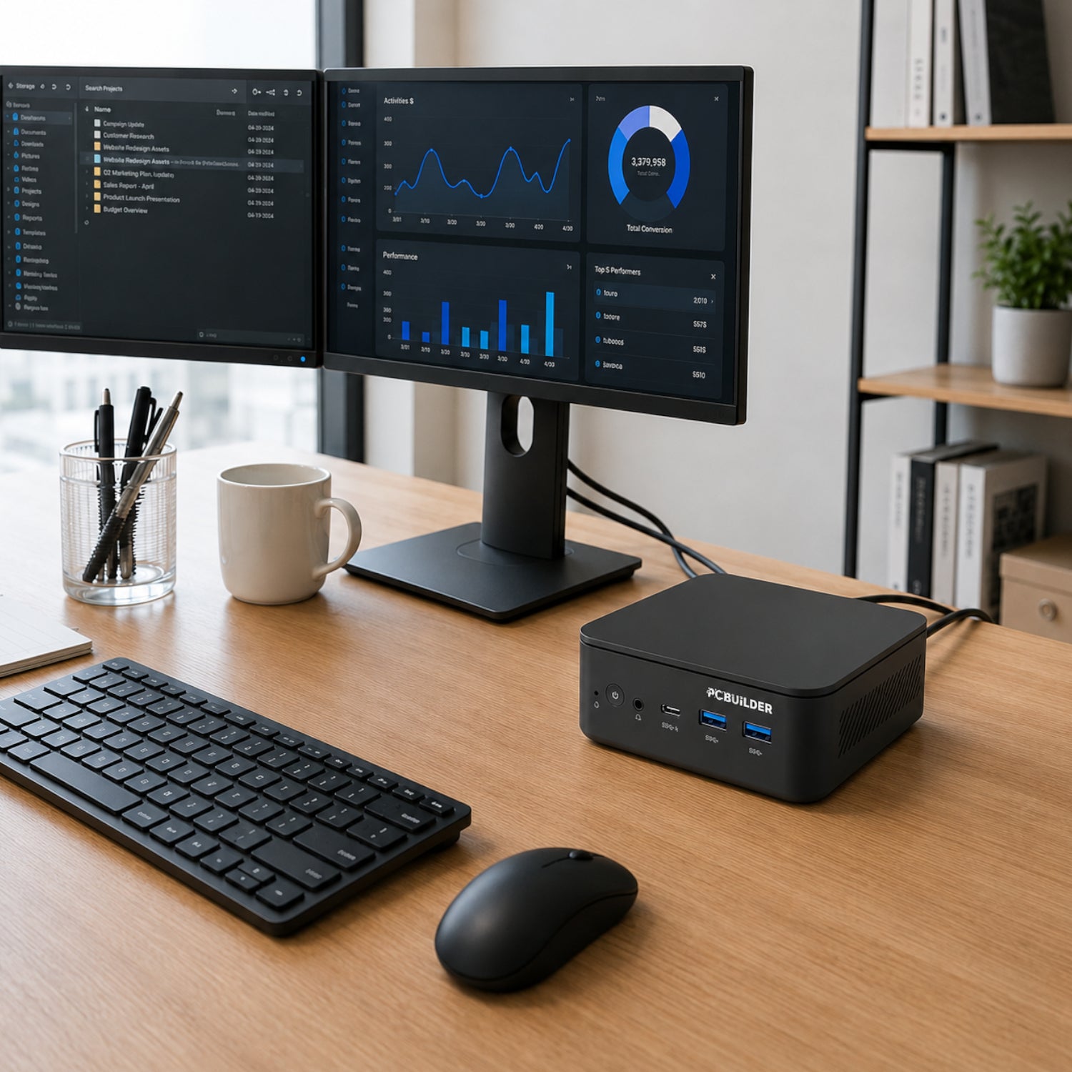 PCBuilder CUBE Intel Core 3-100U 16GB DDR5 512GB Windows 11 Pro Mini PC
