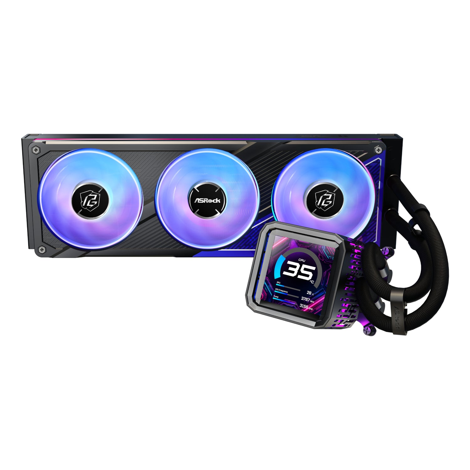ASRock Phantom Gaming 360 LCD All-in-one Liquid CPU Cooler - Black