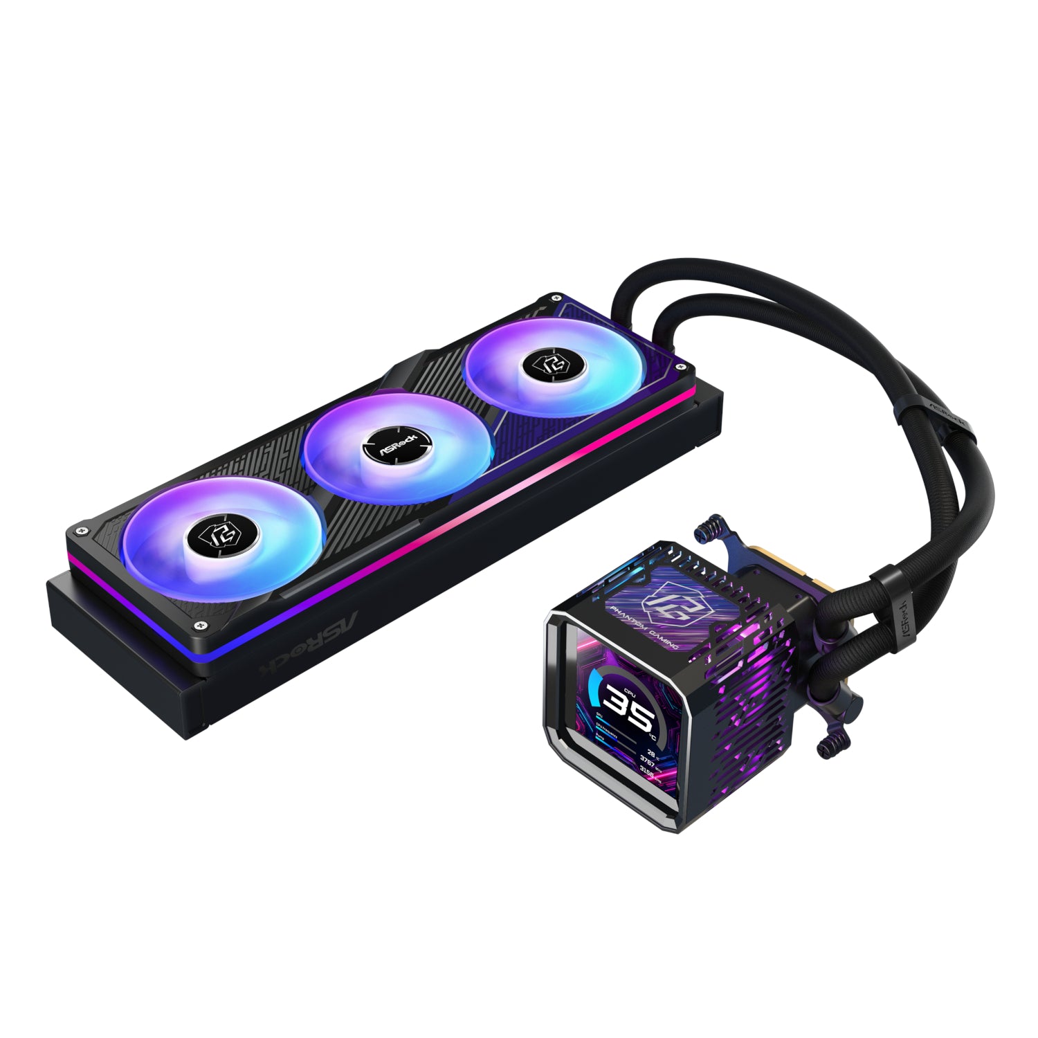 ASRock Phantom Gaming 360 LCD All-in-one Liquid CPU Cooler - Black