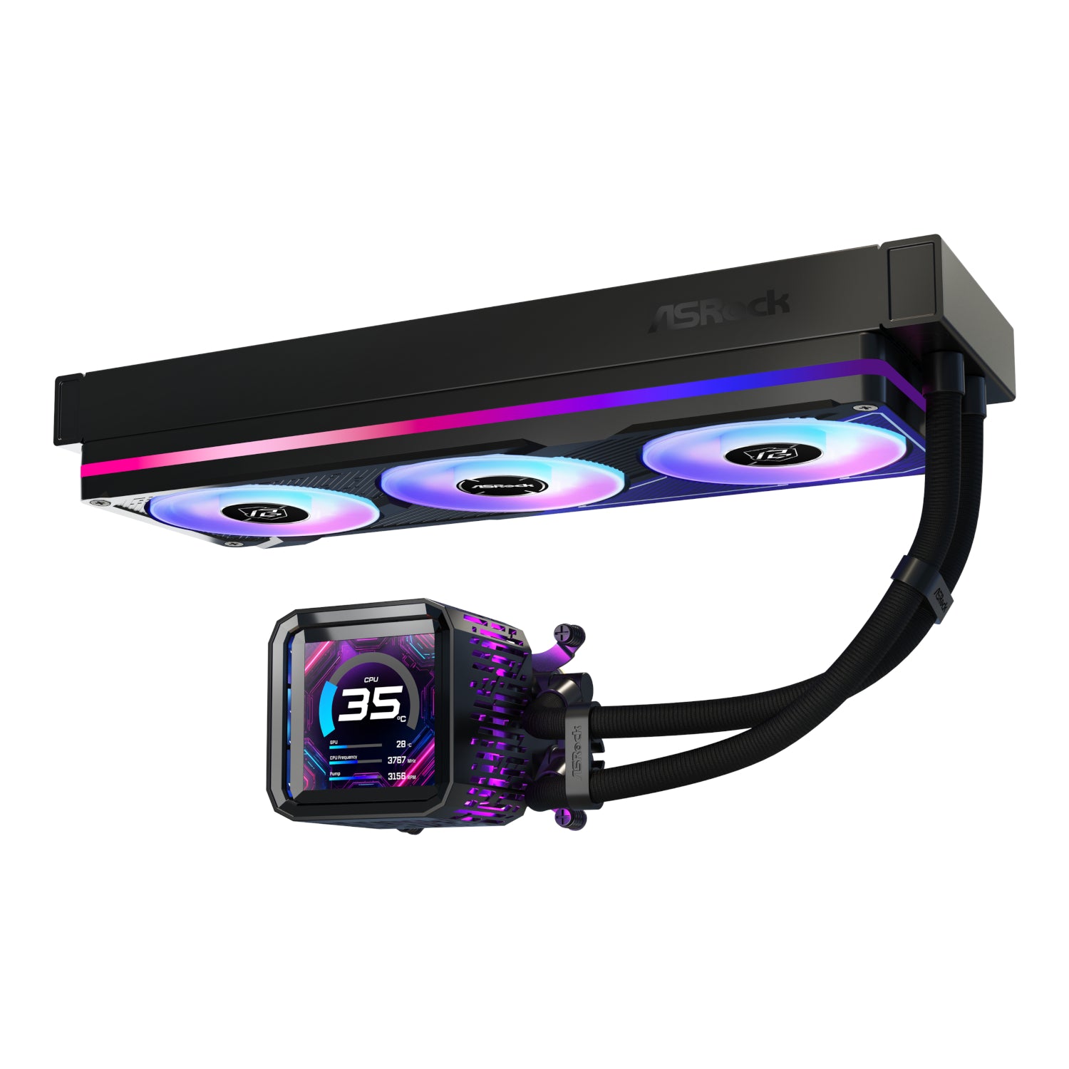 ASRock Phantom Gaming 360 LCD All-in-one Liquid CPU Cooler - Black