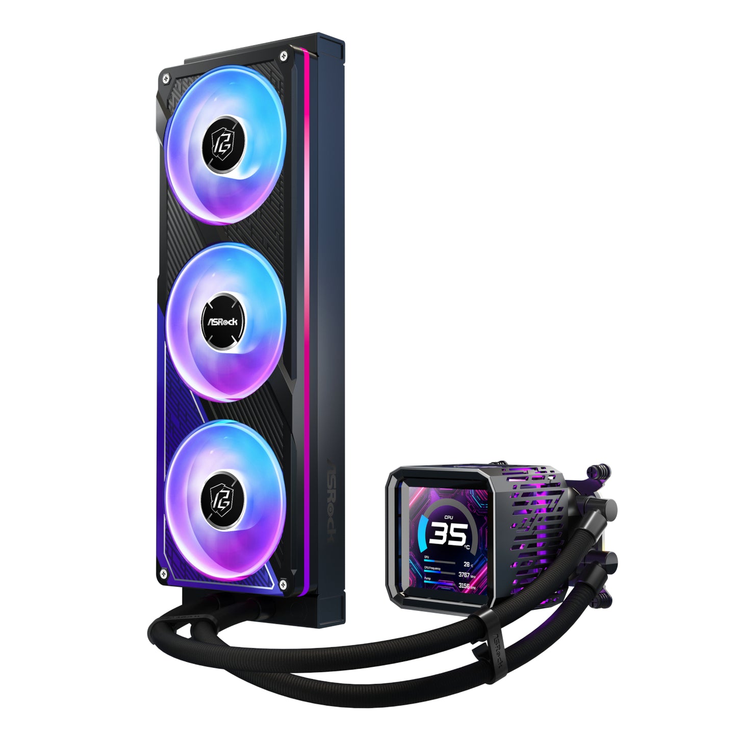 ASRock Phantom Gaming 360 LCD All-in-one Liquid CPU Cooler - Black