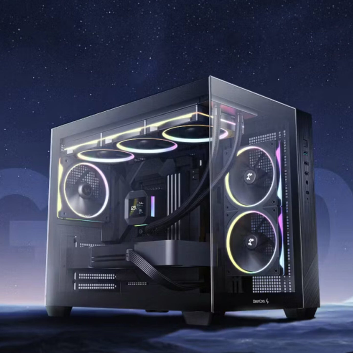 Deepcool CG330 3F Panoramic Dual-Chamber Micro-ATX Gaming Chassis - Black