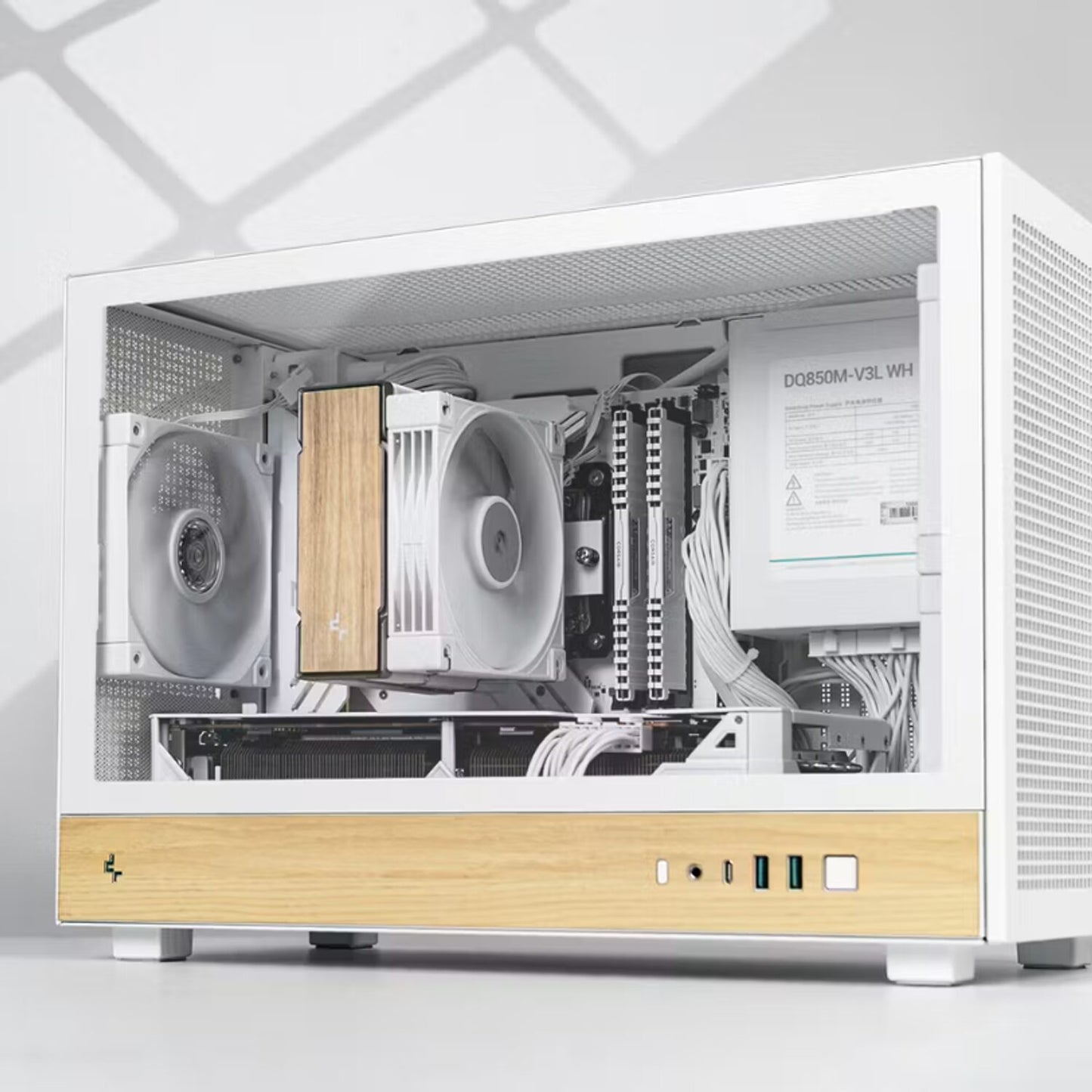 DeepCool CH260 Wood mATX Gaming Chassis White