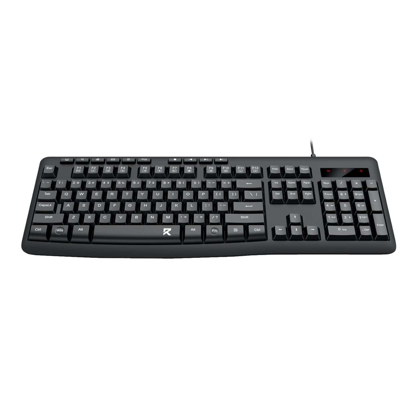 Redragon BK-7366 Full-size Ergonomic Wired Membrane Office Keyboard - Black