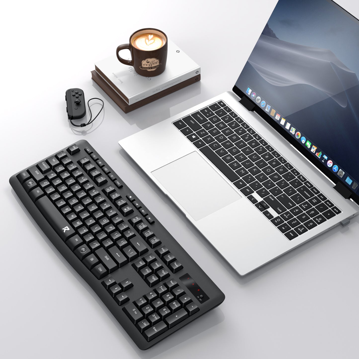 Redragon BK-7367 Full-size Ergonomic Wireless Membrane Office Keyboard - Black