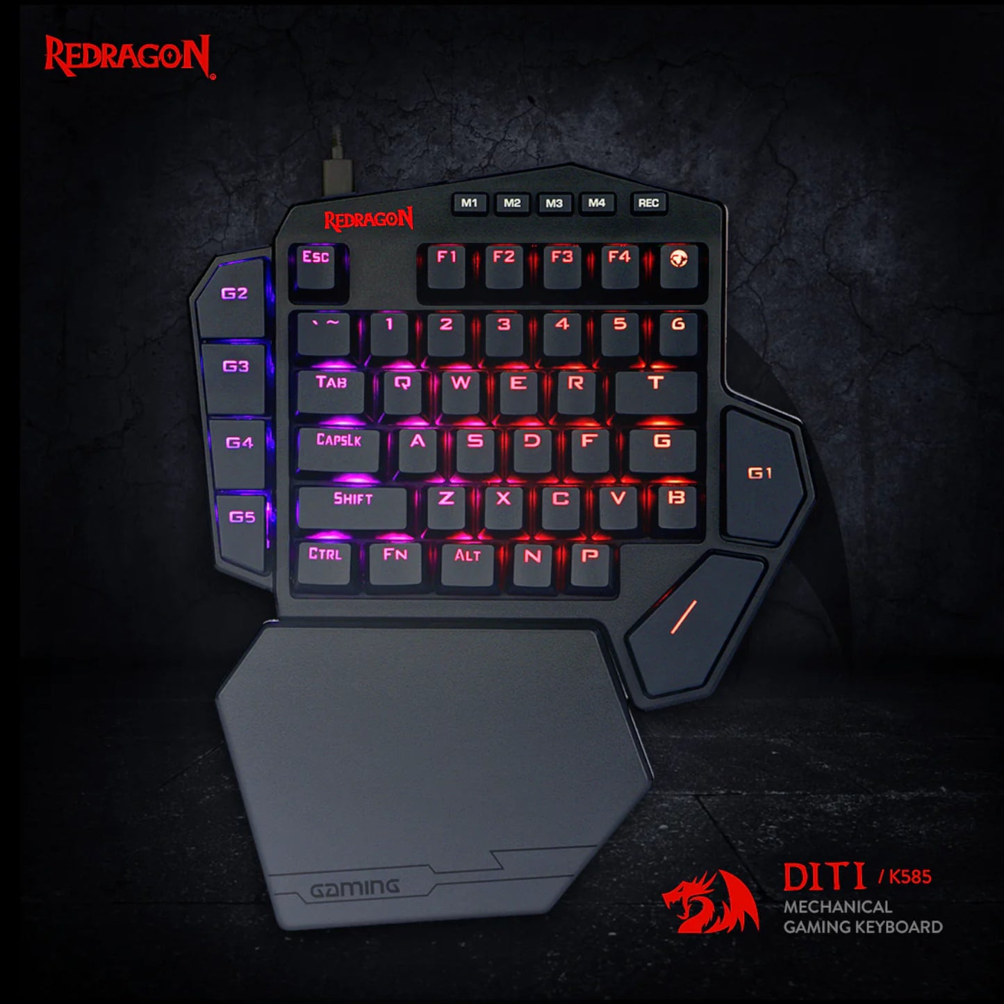 Redragon K585 DITI ELITE PRO RGB 40% Wireless Mechanical Gaming Keyboard - Blue Switches