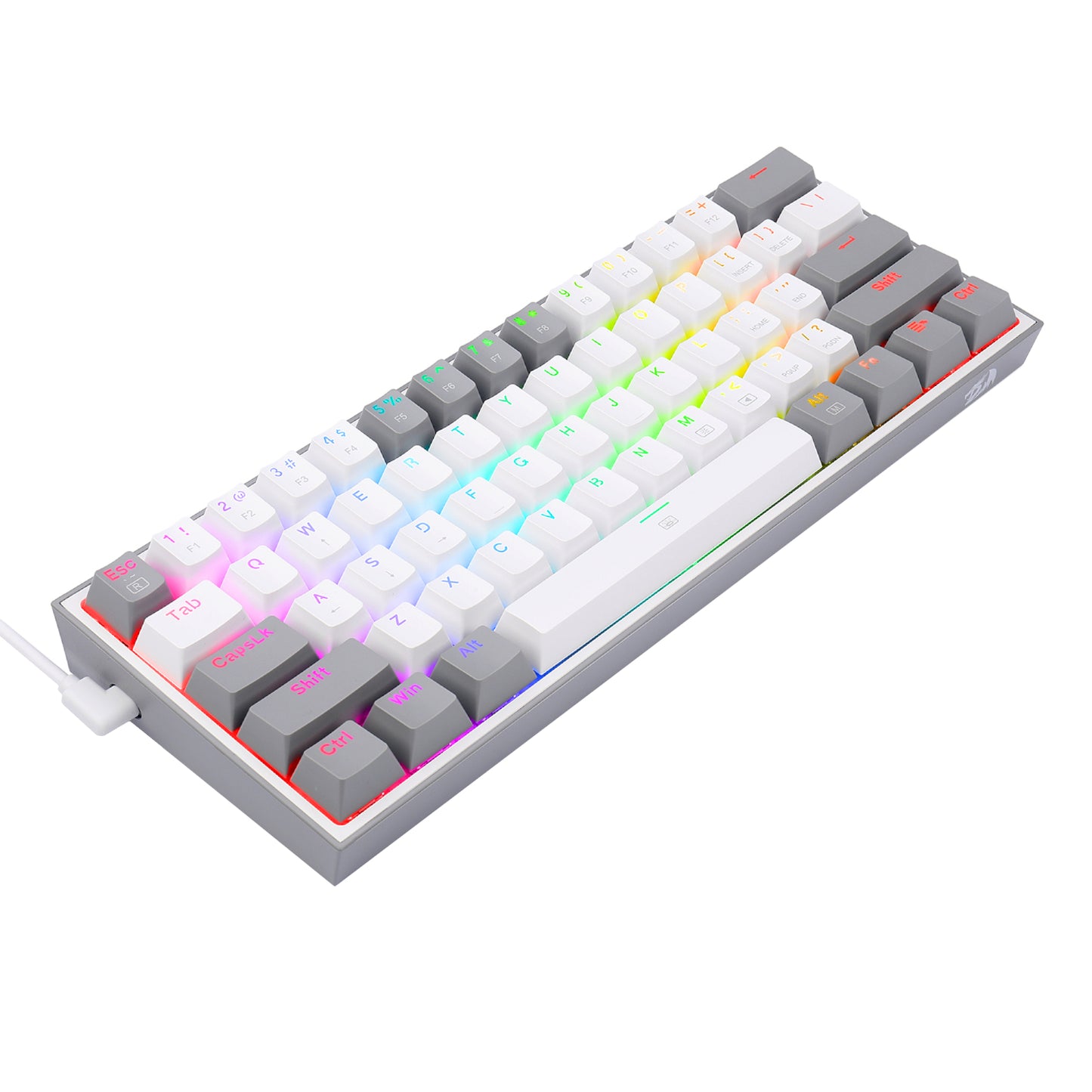 Redragon K617 FIZZ 60% Wired RGB Gaming Keyboard - White/Grey