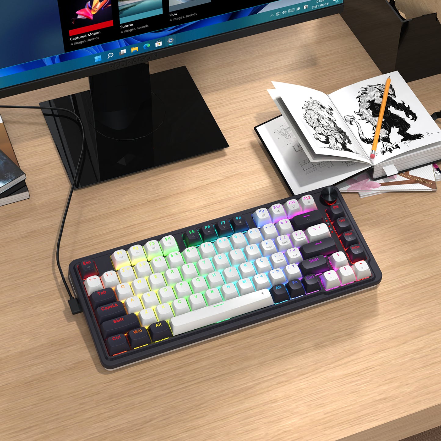 Redragon K673 UCAL 75% Magnetic Ultramag Switch Wired Keyboard - Black