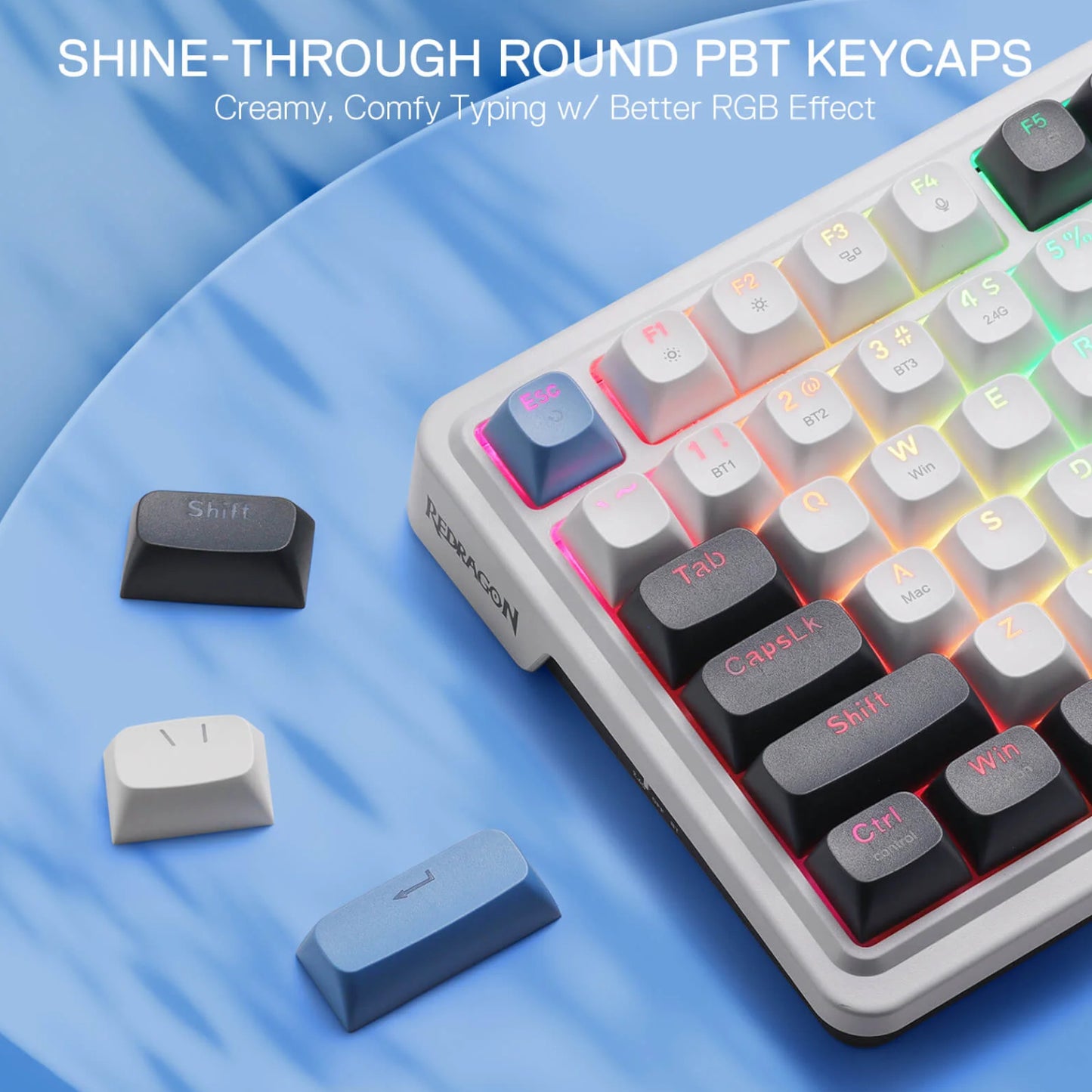 Redragon K719WGB GALATIN RGB PRO Full sized Wireless Gaming Keyboard - White