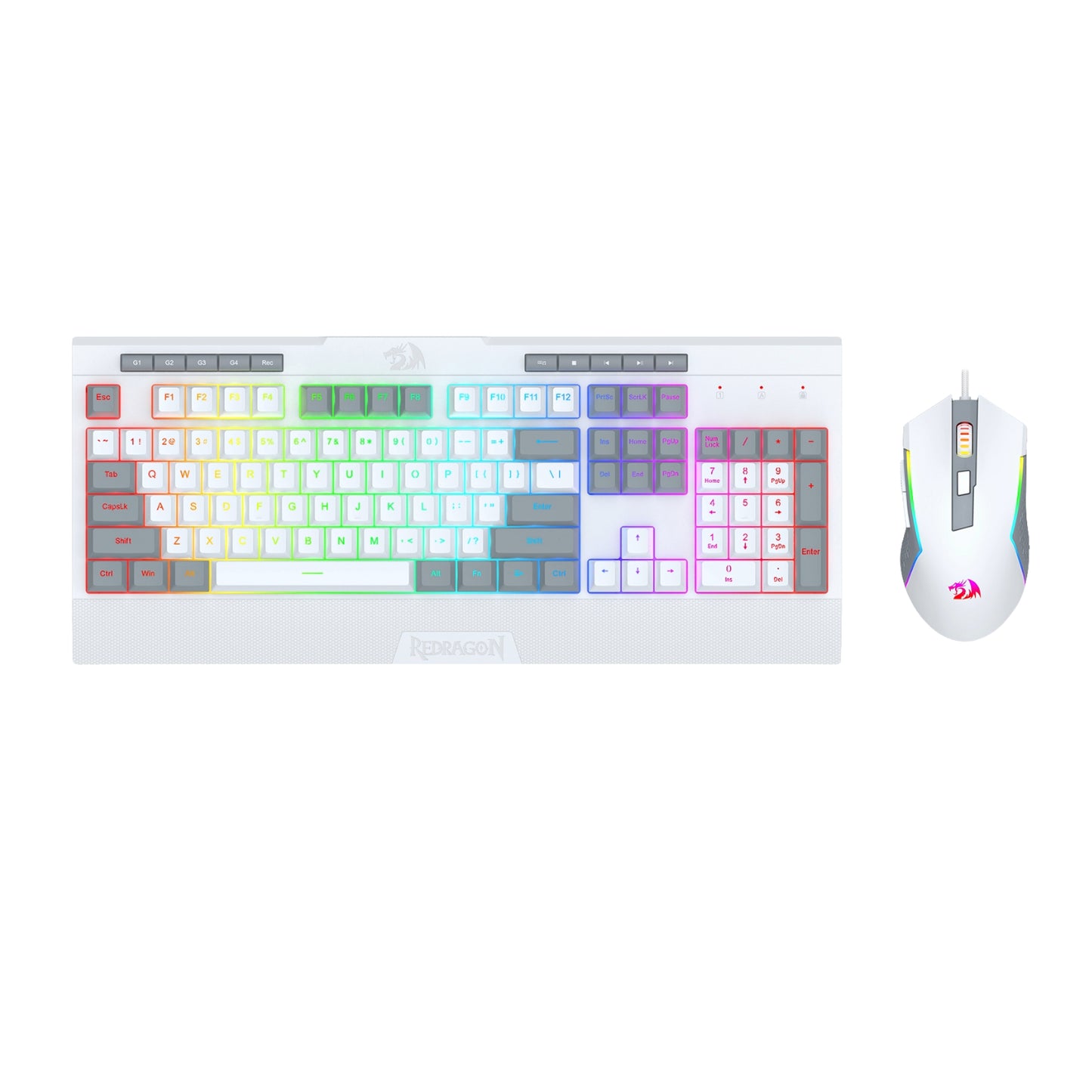 Redragon S151 Wired RGB Gaming Keyboard and Mouse Combo - White and Grey
