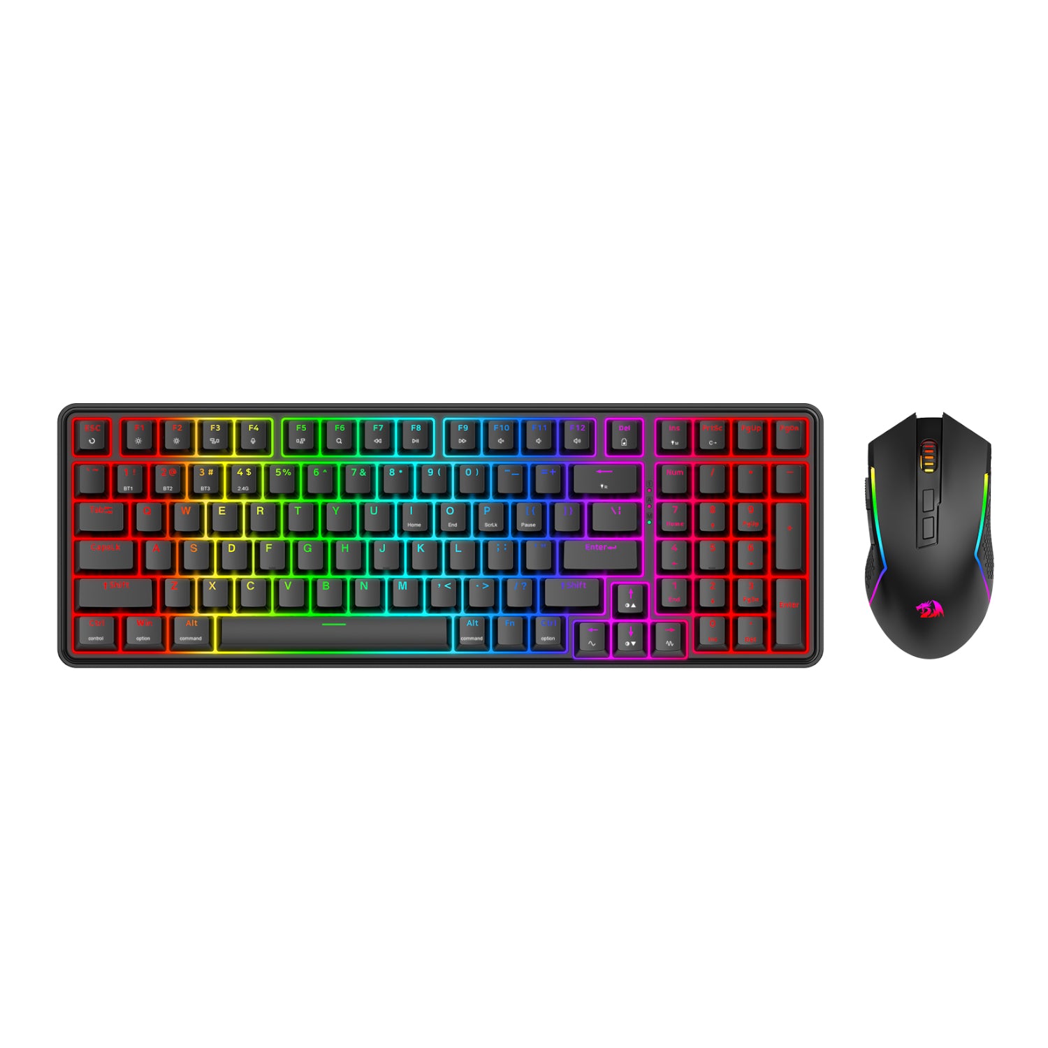 Redragon S162 RGB 3-Mode Wireless Mechanical Gaming Keyboard and Mouse Combo - Black