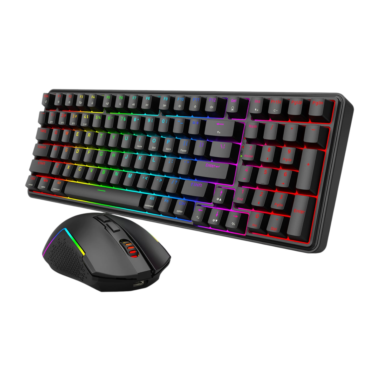 Redragon S162 RGB 3-Mode Wireless Mechanical Gaming Keyboard and Mouse Combo - Black