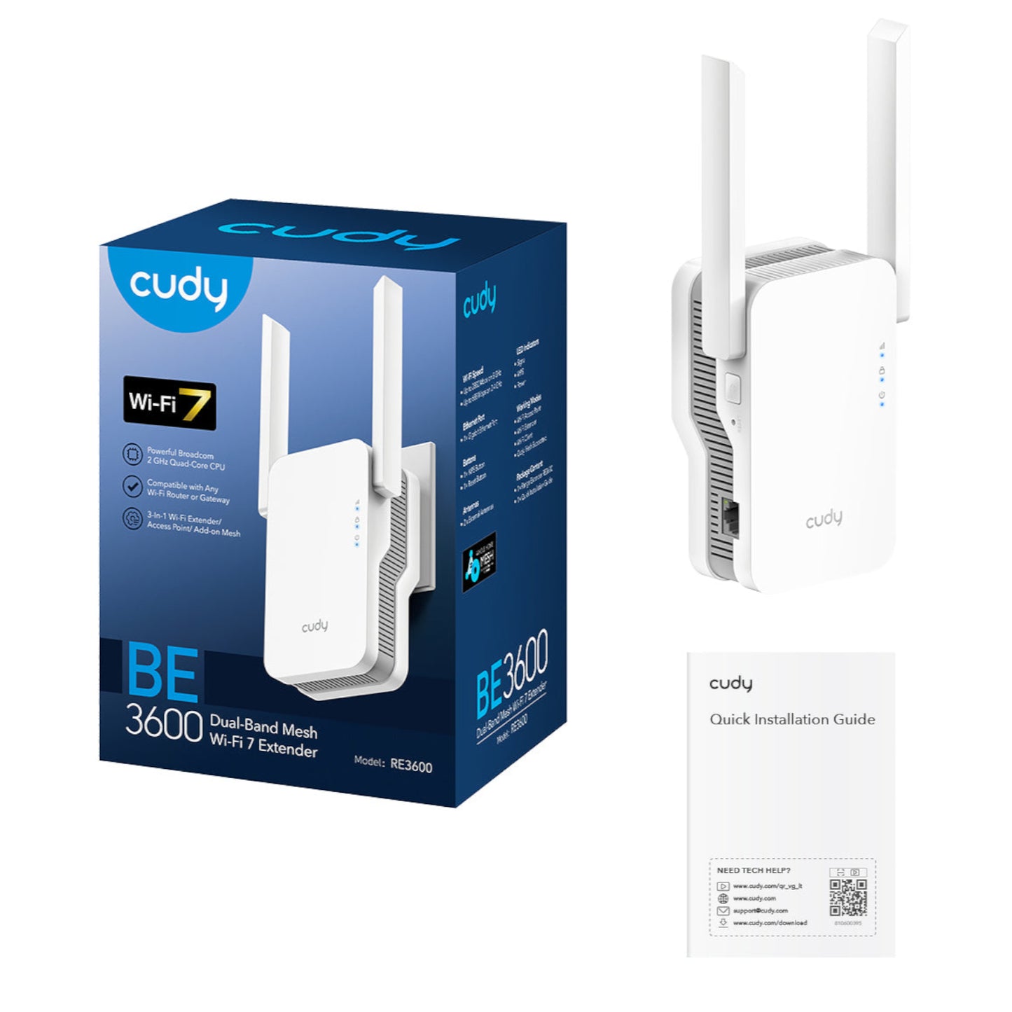 Cudy BE3600 Dual-Band Wi-Fi 7 Mesh Range Extender (Wall Plug) - White