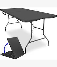 UniQue Foldable Rectangle 1.8 Metre Black Table