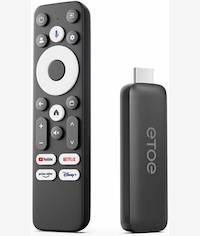 ETOE T2 Certified 4K UHD Google Android Smart TV Stick