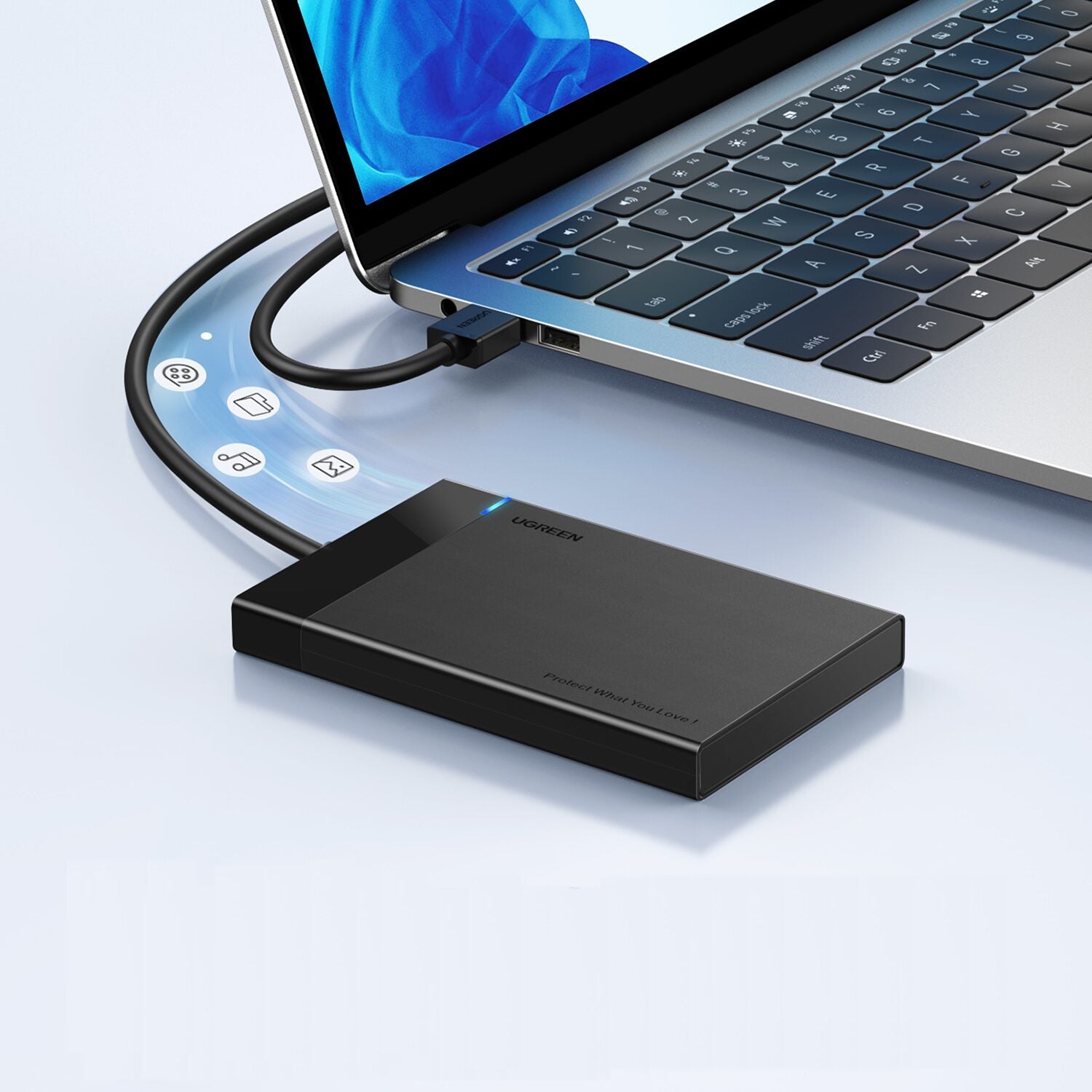 UGREEN USB 3.0 to 2.5” SATA Hard Drive Enclosure (Non-Detachable Cable)